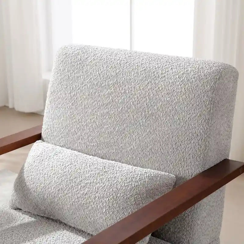 Mid-Century-Swivelsessel mit Bouclé-Polsterung und Kissen
