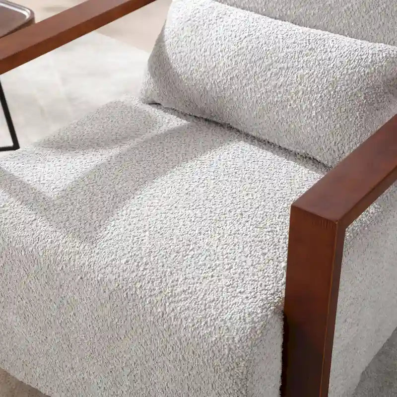 Mid-Century-Swivelsessel mit Bouclé-Polsterung und Kissen