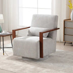 Mid-Century-Swivelsessel mit Bouclé-Polsterung und Kissen