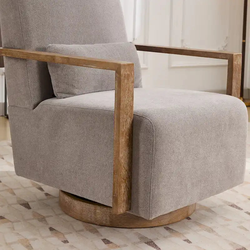 Mid-Century-Swivelsessel mit Bouclé-Polsterung und Kissen
