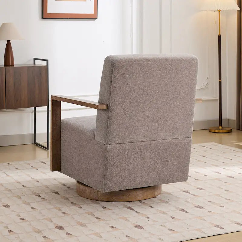 Mid-Century-Swivelsessel mit Bouclé-Polsterung und Kissen
