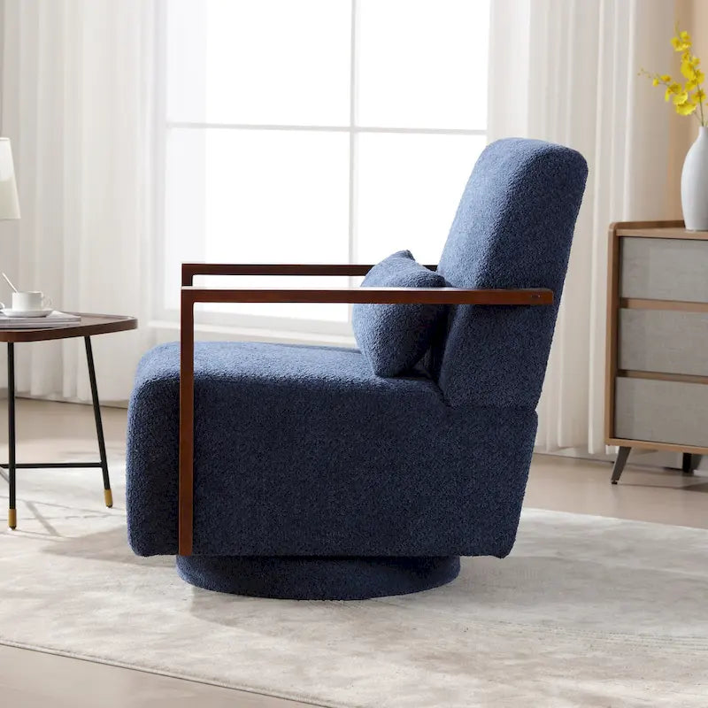 Mid-Century-Swivelsessel mit Bouclé-Polsterung und Kissen
