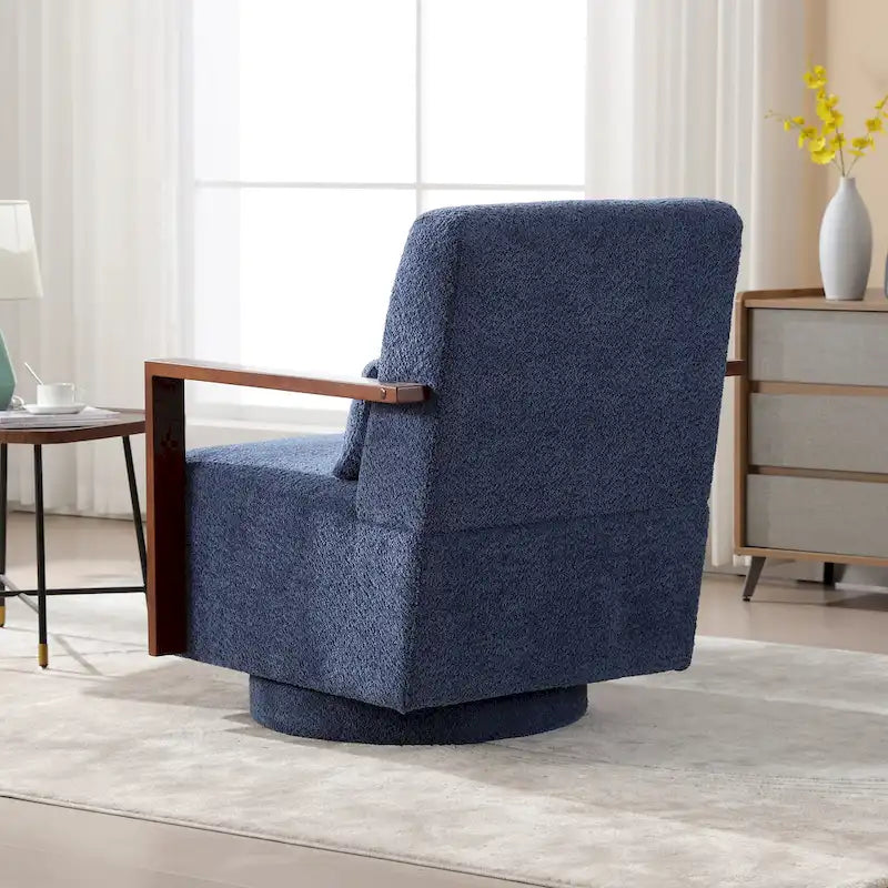 Mid-Century-Swivelsessel mit Bouclé-Polsterung und Kissen