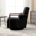 Mid-Century-Swivelsessel mit Bouclé-Polsterung und Kissen