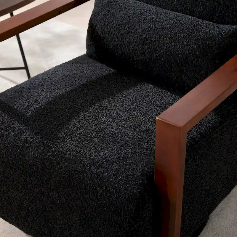 Mid-Century-Swivelsessel mit Bouclé-Polsterung und Kissen