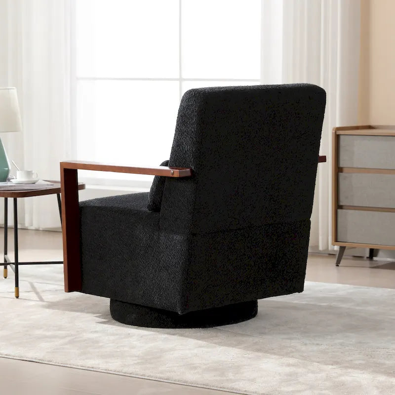 Mid-Century-Swivelsessel mit Bouclé-Polsterung und Kissen