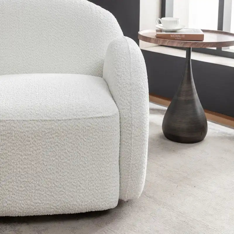 SEYNAR Modern Glam Boucle Upholstered Swivel Accent Armchair, 360 Degree Swivel Barrel Chair Set of 2 for Living Room