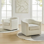 Rita Modern Ergonomic Boucle Upholstered Swivel Barrel Chair Set of 2 by HULALA HOME