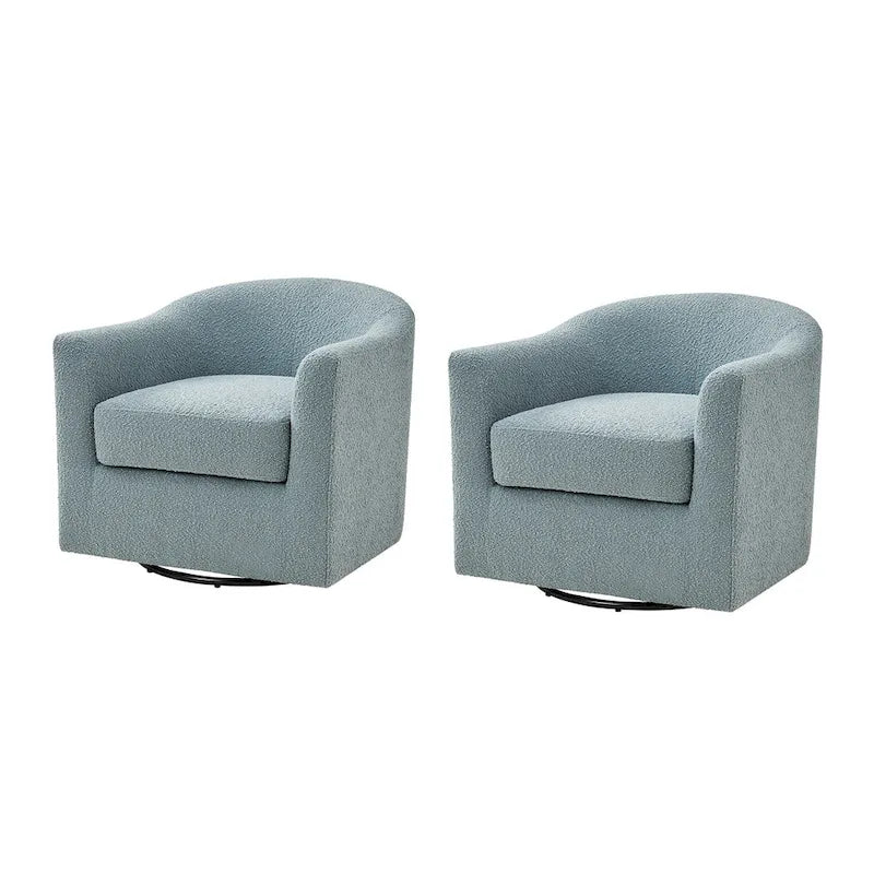 Rita Modern Ergonomic Boucle Upholstered Swivel Barrel Chair Set of 2 by HULALA HOME