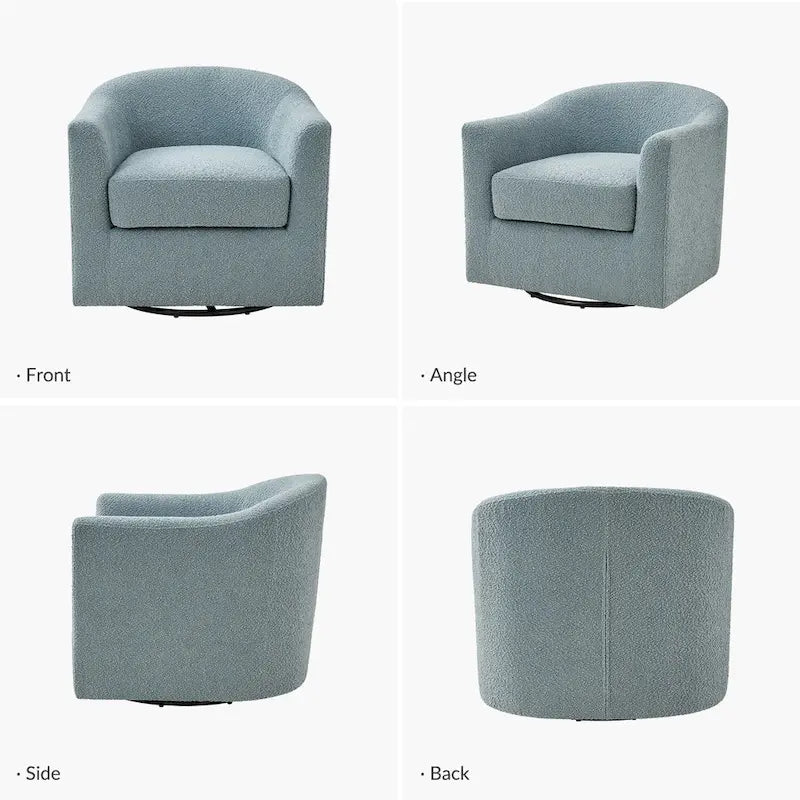 Rita Modern Ergonomic Boucle Upholstered Swivel Barrel Chair Set of 2 by HULALA HOME