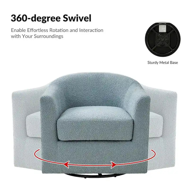 Rita Modern Ergonomic Boucle Upholstered Swivel Barrel Chair Set of 2 by HULALA HOME