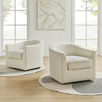 Rita Modern Ergonomic Boucle Upholstered Swivel Barrel Chair Set of 2 by HULALA HOME