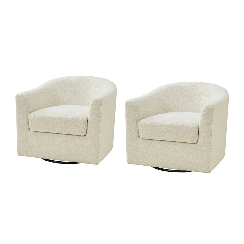 Rita Modern Ergonomic Boucle Upholstered Swivel Barrel Chair Set of 2 by HULALA HOME