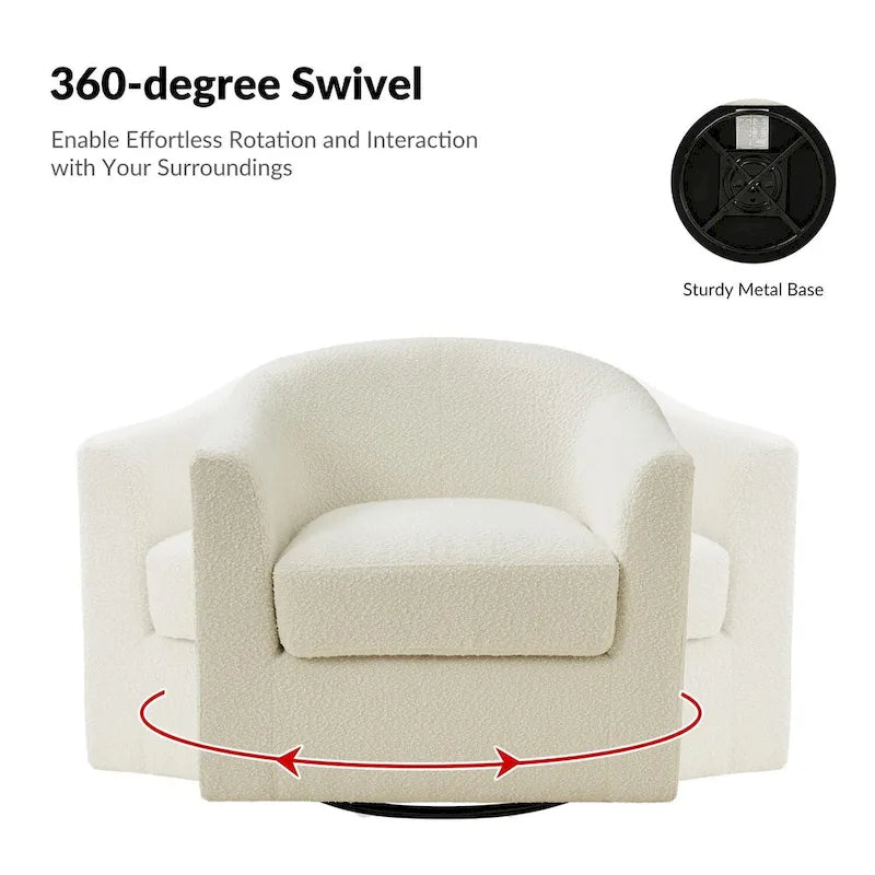 Rita Modern Ergonomic Boucle Upholstered Swivel Barrel Chair Set of 2 by HULALA HOME