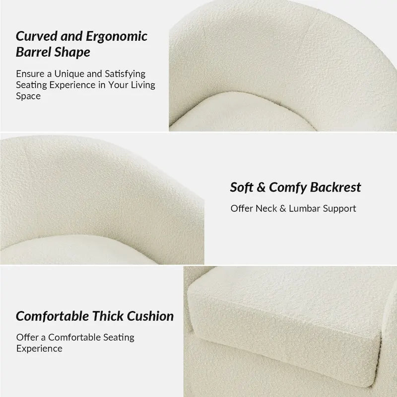 Rita Modern Ergonomic Boucle Upholstered Swivel Barrel Chair Set of 2 by HULALA HOME