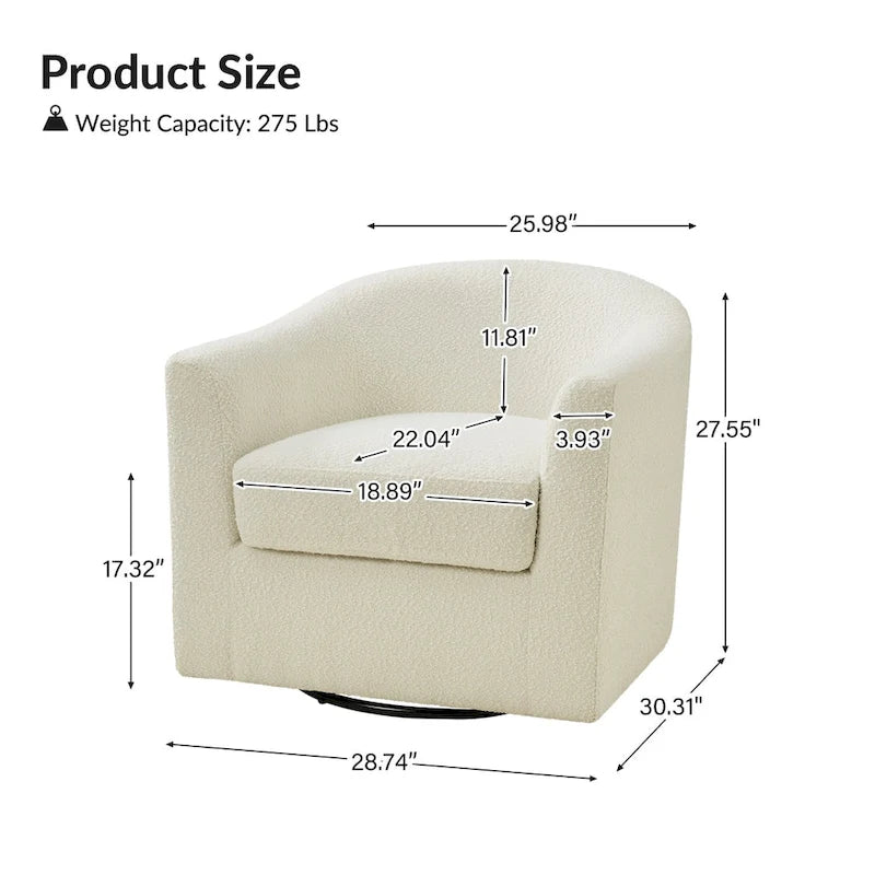 Rita Modern Ergonomic Boucle Upholstered Swivel Barrel Chair Set of 2 by HULALA HOME