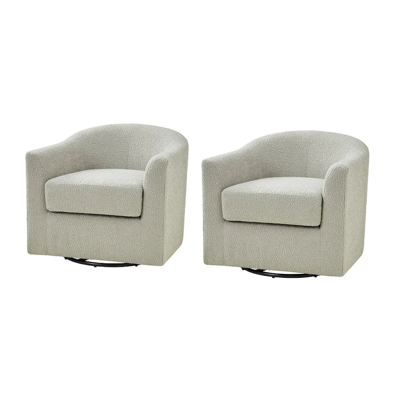 Rita Modern Ergonomic Boucle Upholstered Swivel Barrel Chair Set of 2 by HULALA HOME