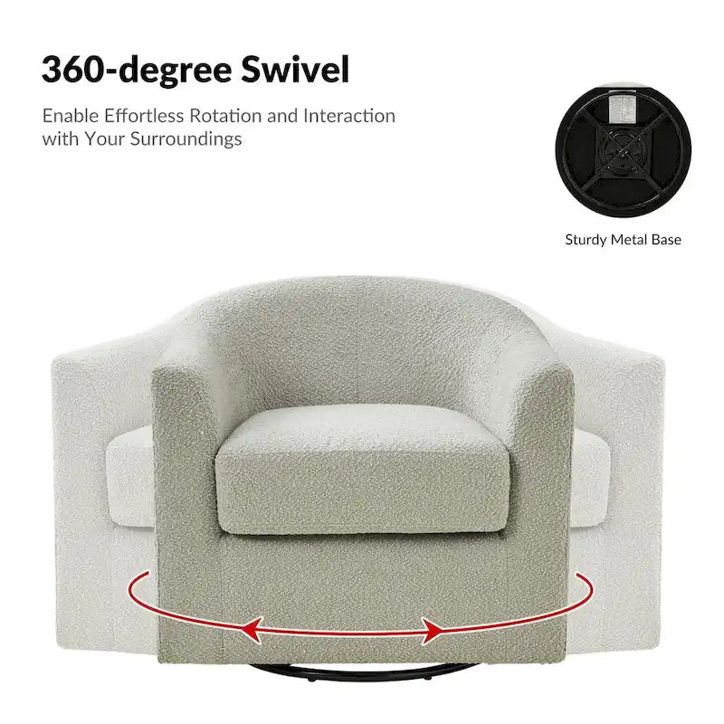Rita Modern Ergonomic Boucle Upholstered Swivel Barrel Chair Set of 2 by HULALA HOME