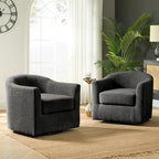 Rita Modern Ergonomic Boucle Upholstered Swivel Barrel Chair Set of 2 by HULALA HOME
