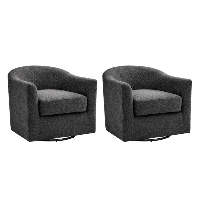 Rita Modern Ergonomic Boucle Upholstered Swivel Barrel Chair Set of 2 by HULALA HOME