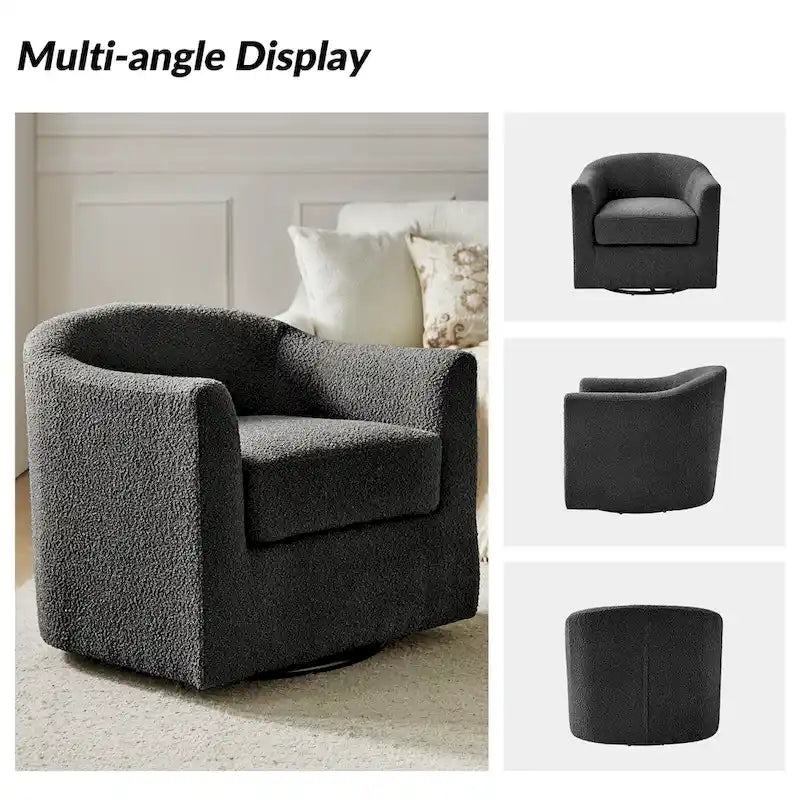 Rita Modern Ergonomic Boucle Upholstered Swivel Barrel Chair Set of 2 by HULALA HOME