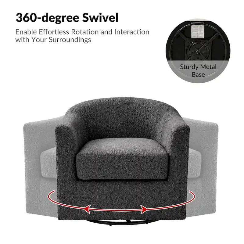 Rita Modern Ergonomic Boucle Upholstered Swivel Barrel Chair Set of 2 by HULALA HOME