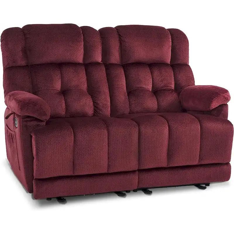 Electric Power Reclining Loveseat Sofa with Heat and Massage