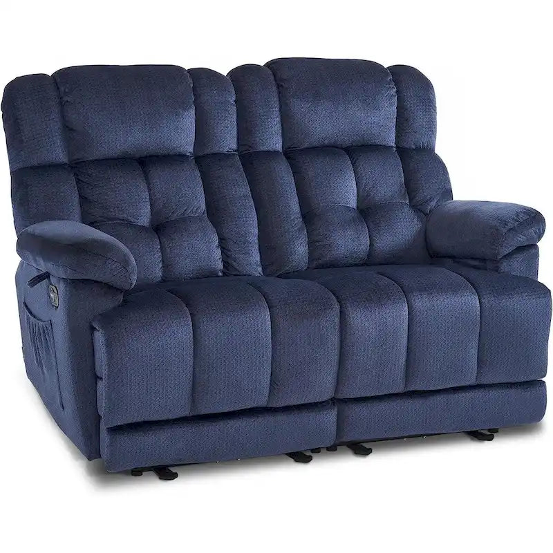 Electric Power Reclining Loveseat Sofa with Heat and Massage