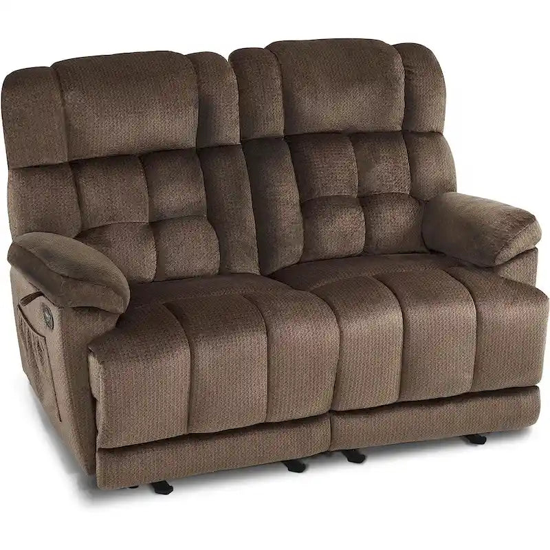 Electric Power Reclining Loveseat Sofa with Heat and Massage