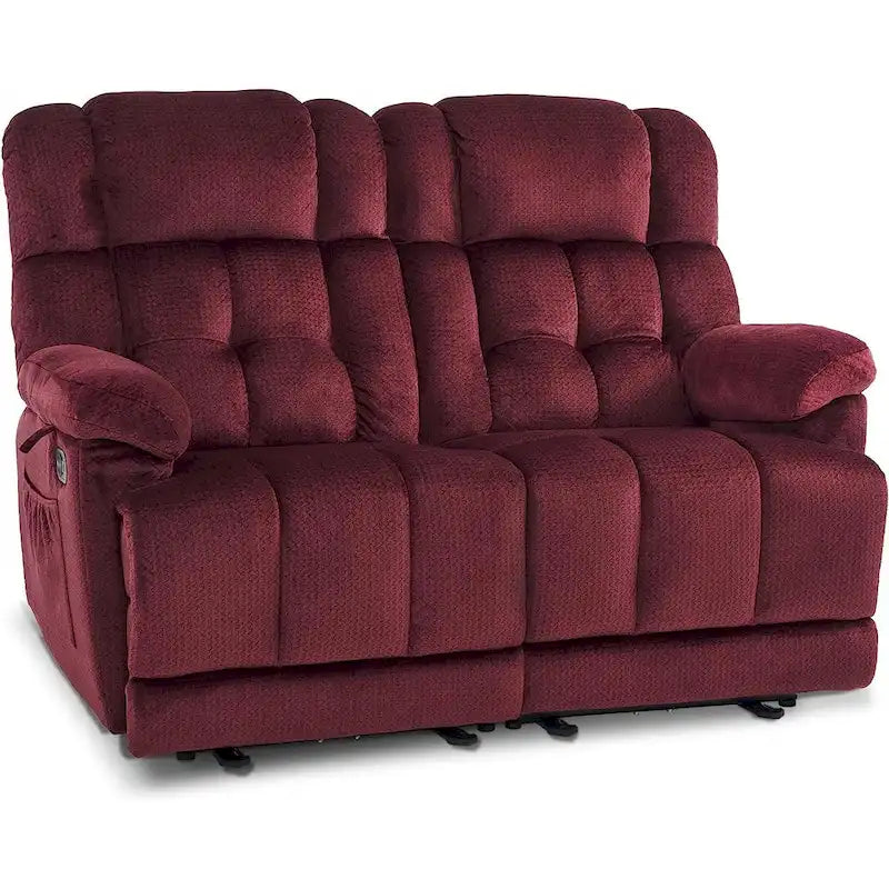 Electric Power Reclining Loveseat Sofa with Heat and Massage