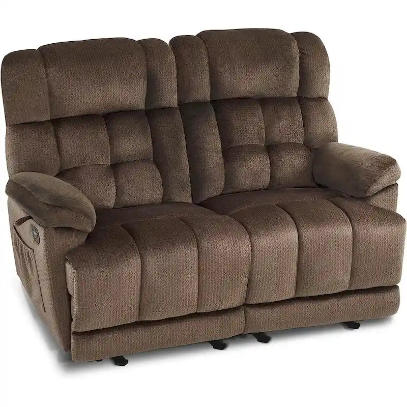 Electric Power Reclining Loveseat Sofa with Heat and Massage