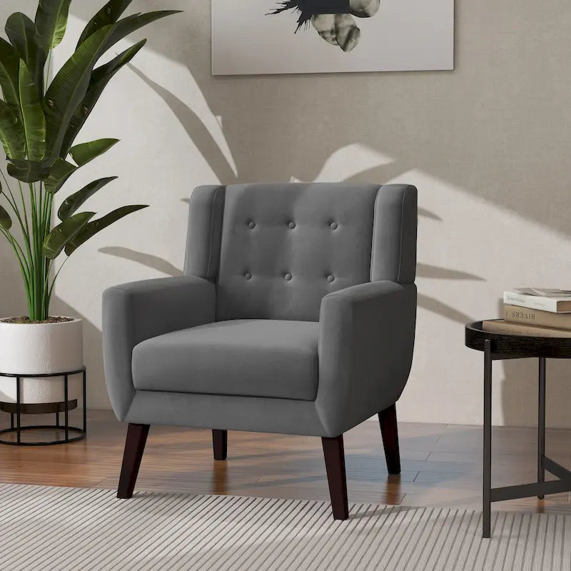 Sillón decorativo moderno de terciopelo: 28.9 de ancho x 35.1 de alto x 29.5 de fondo