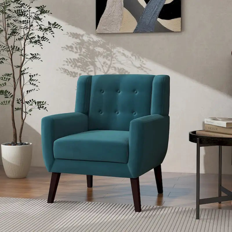 Sillón decorativo moderno de terciopelo: 28.9 de ancho x 35.1 de alto x 29.5 de fondo