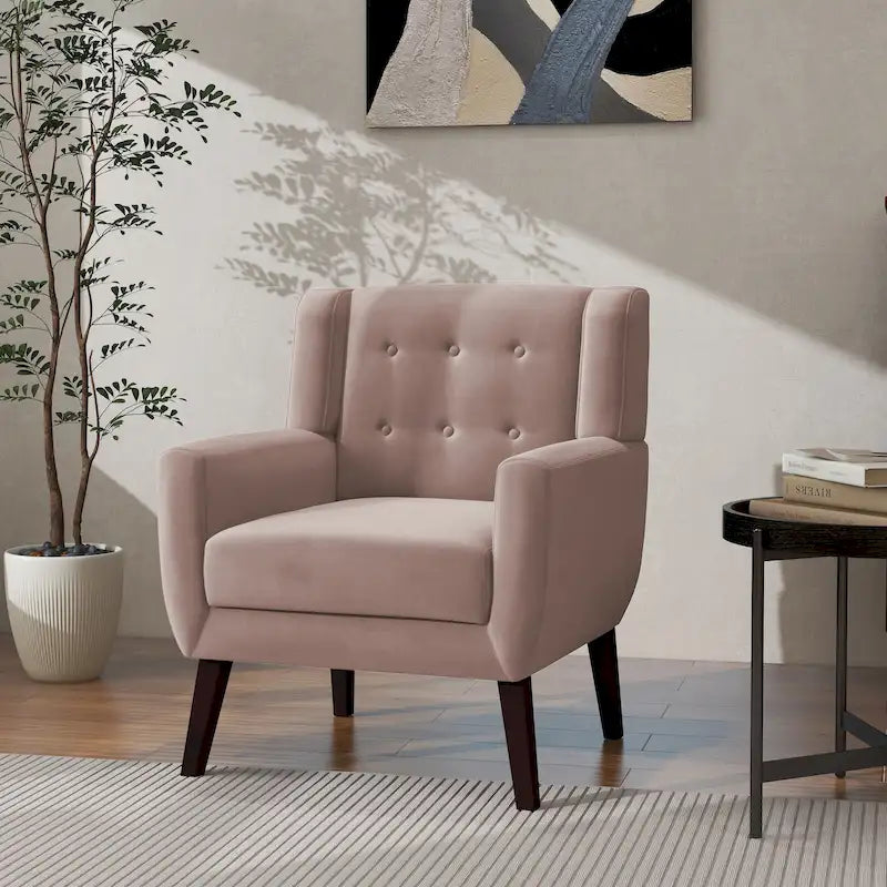 Sillón decorativo moderno de terciopelo: 28.9 de ancho x 35.1 de alto x 29.5 de fondo