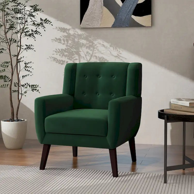 Sillón decorativo moderno de terciopelo: 28.9 de ancho x 35.1 de alto x 29.5 de fondo