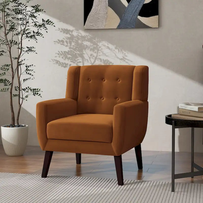 Sillón decorativo moderno de terciopelo: 28.9 de ancho x 35.1 de alto x 29.5 de fondo