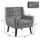 Modern Accent Chair Velvet Armchair - 28.9W x 35.1H x 29.5D