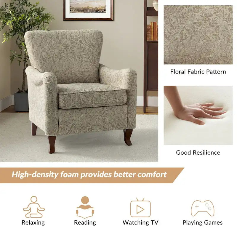 Samouel Modern Floral Upholstered Armchair with Wingback Design by HULALA HOME