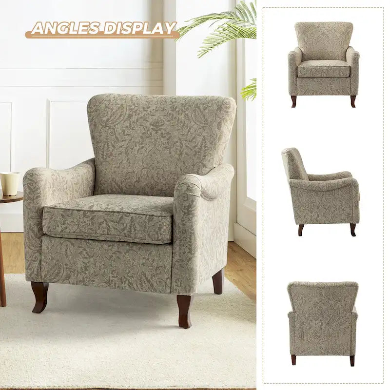 Samouel Modern Floral Upholstered Armchair with Wingback Design by HULALA HOME