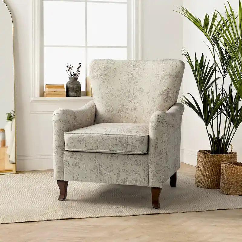 Samouel Modern Floral Upholstered Armchair with Wingback Design by HULALA HOME