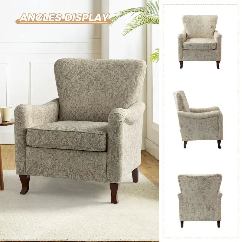 Samouel Modern Floral Upholstered Armchair with Wingback Design by HULALA HOME