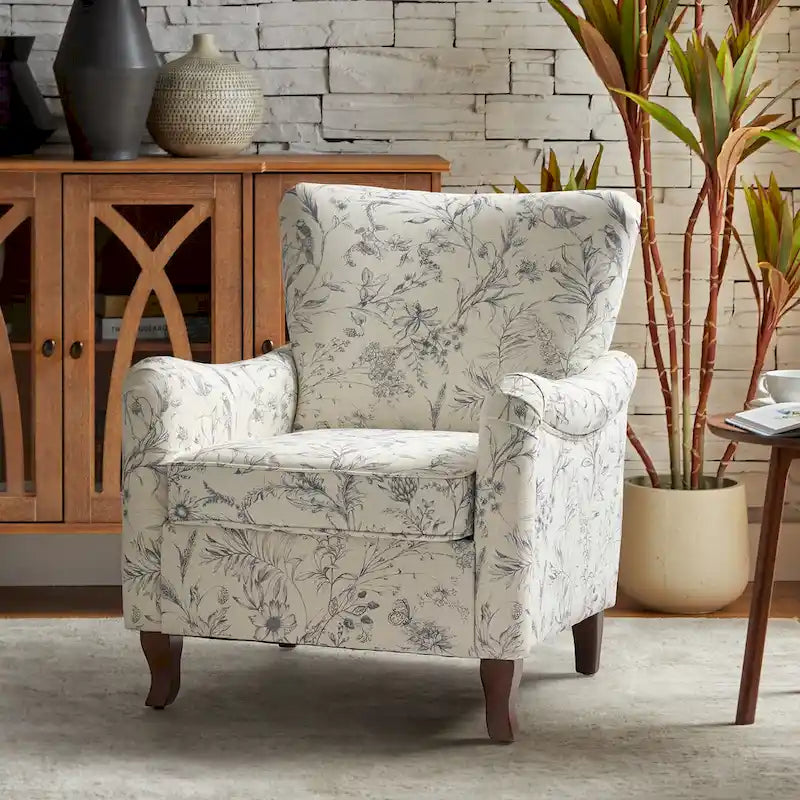 Samouel Modern Floral Upholstered Armchair with Wingback Design by HULALA HOME