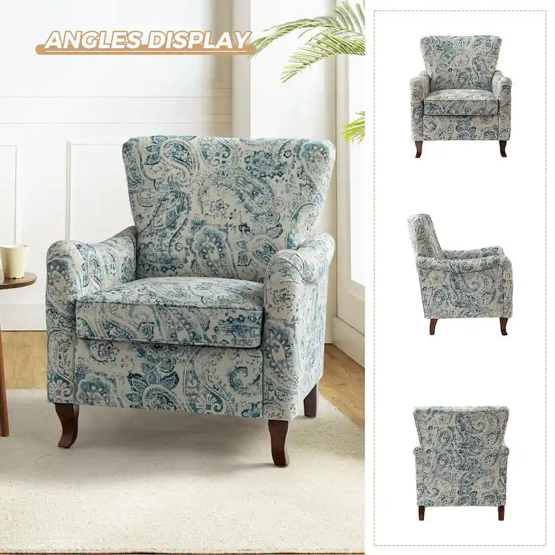 Samouel Modern Floral Upholstered Armchair with Wingback Design by HULALA HOME