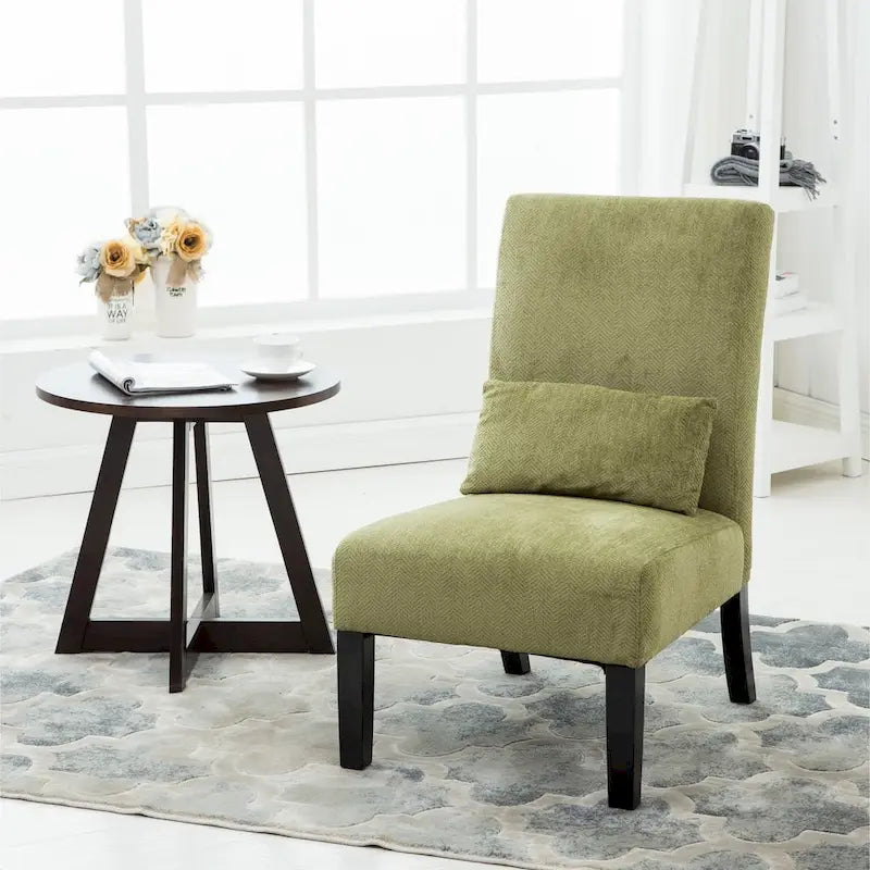 Porch & Den Vista Armless Chenille Accent Chair w/ Kidney Pillow