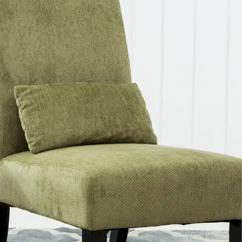 Porch & Den Vista Armless Chenille Accent Chair w/ Kidney Pillow