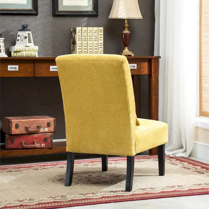 Porch & Den Vista Armless Chenille Accent Chair w/ Kidney Pillow