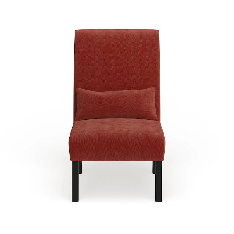 Porch & Den Vista Armless Chenille Accent Chair w/ Kidney Pillow