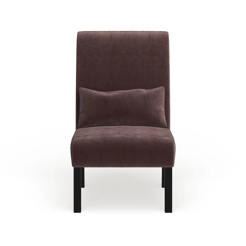 Porch & Den Vista Armless Chenille Accent Chair w/ Kidney Pillow