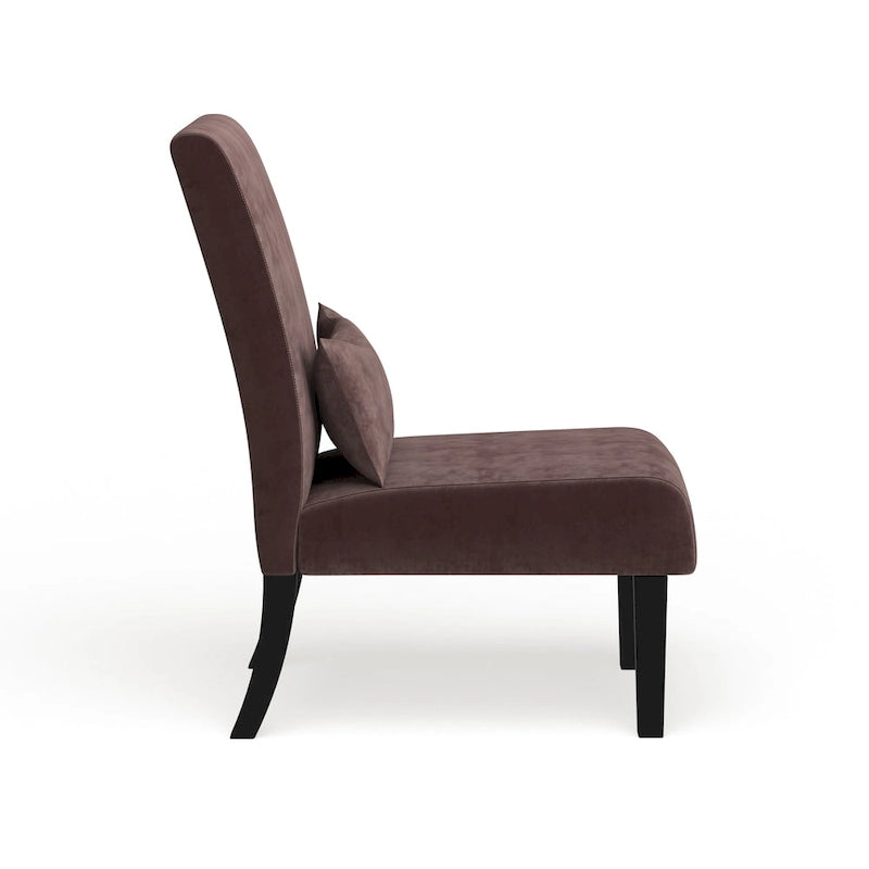 Porch & Den Vista Armless Chenille Accent Chair w/ Kidney Pillow