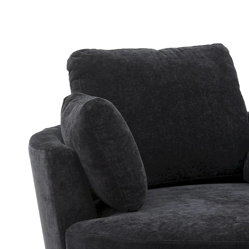Upholstered Swivel Barrel Armchair Club Chair With Metal Base